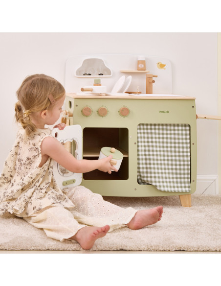 Viga PolarB Duża Drewniana Kuchnia ze Składanym Blatem + Szafka z Zasłoną