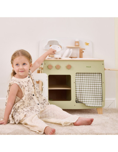 Viga PolarB Duża Drewniana Kuchnia ze Składanym Blatem + Szafka z Zasłoną