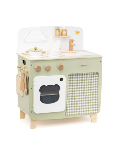 Viga PolarB Duża Drewniana Kuchnia ze Składanym Blatem + Szafka z Zasłoną