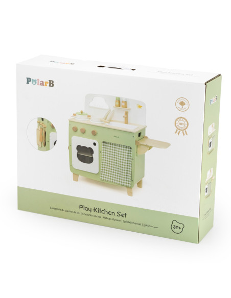 Viga PolarB Duża Drewniana Kuchnia ze Składanym Blatem + Szafka z Zasłoną