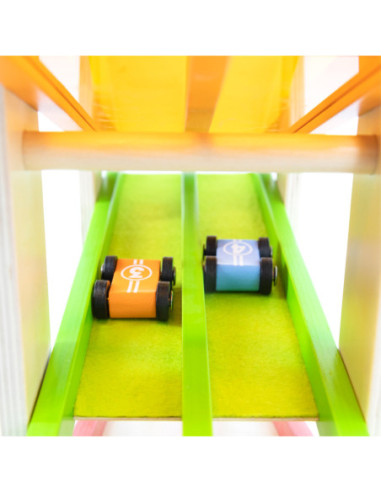 VIGA Drewniana Podwójna Zjeżdżalnia Dla Samochodzików Tor Wyścigowy