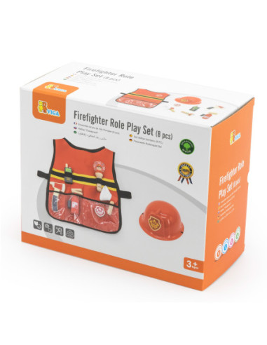 Viga Zestaw Małego Strażaka Kamizelka + Drewniane akcesoria 8 el.