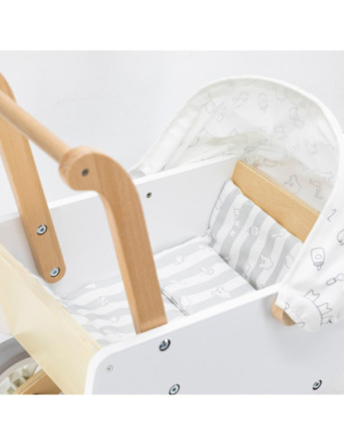 Viga Drewniany Wózek dla Lalek z Gondolą