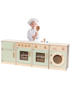 VIGA PolarB Drewniany Zestaw Kuchenny XL Pralka Kuchenka Zmywarka - Zielony