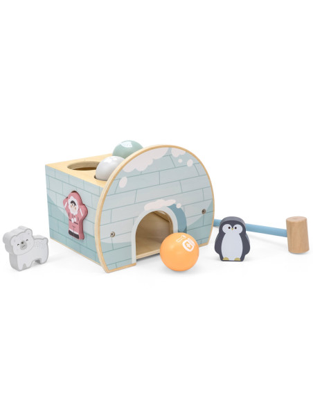 VIGA PolarB Drewniany Przebijak Igloo z Młoteczkiem Figurkami i Sorterem