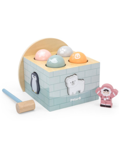 VIGA PolarB Drewniany Przebijak Igloo z Młoteczkiem Figurkami i Sorterem