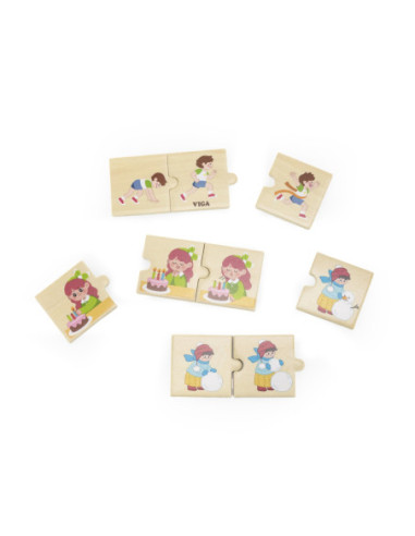 Viga Drewniana Układanka Puzzle Dopasuj Czynności