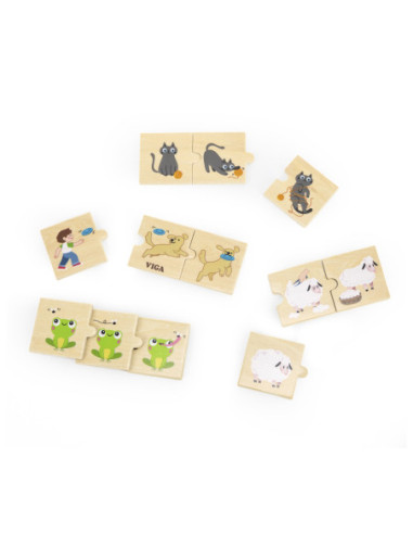Viga Drewniana Układanka Puzzle Dopasuj Czynności Zwierząt