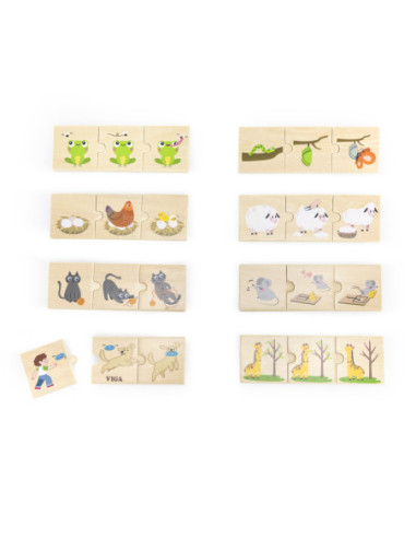 Viga Drewniana Układanka Puzzle Dopasuj Czynności Zwierząt