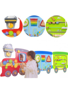 VIGA Drewniana Tablica Sensoryczna-Manipulacyjna EDU Pociąg