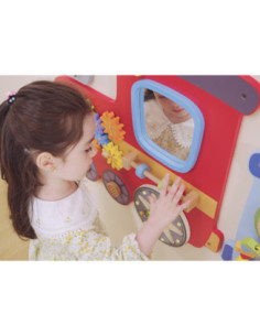 VIGA Drewniana Tablica Sensoryczna-Manipulacyjna EDU Pociąg 2