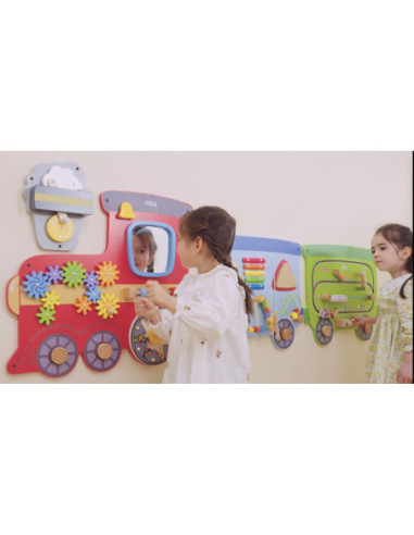 VIGA Drewniana Tablica Sensoryczna-Manipulacyjna EDU Pociąg