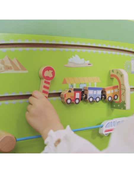 VIGA Drewniana Tablica Sensoryczna-Manipulacyjna EDU Pociąg