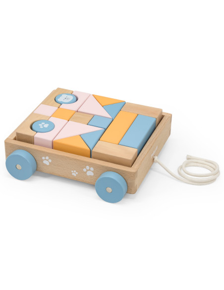 Viga PolarB Drewniany Wózek do Ciągnięcia + Klocki 21 el.