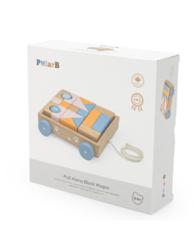 Viga PolarB Drewniany Wózek do Ciągnięcia + Klocki 21 el.