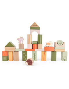 VIGA PolarB Wooden Blocks Montessori Blocks Animals 50 pcs.