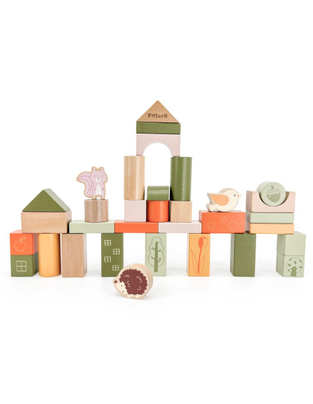 Viga PolarB Drewniane Klocki Bloki Zwierzęta 50 el. Montessori