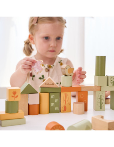 Viga PolarB Drewniane Klocki Bloki Zwierzęta 50 el. Montessori