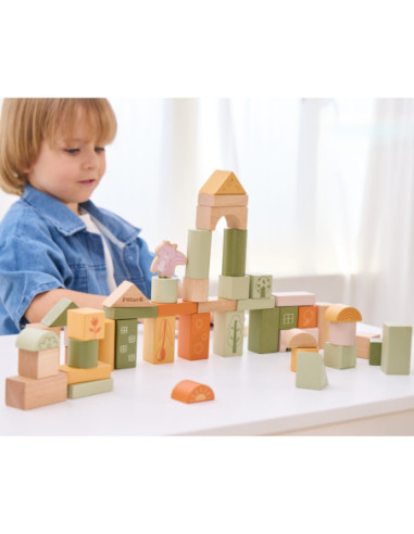 Viga PolarB Drewniane Klocki Bloki Zwierzęta 50 el. Montessori