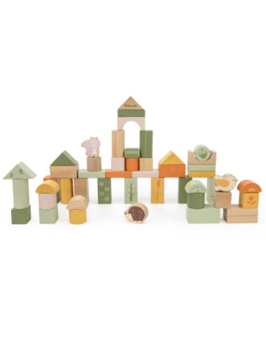 Viga PolarB Drewniane Klocki Bloki Zwierzęta 50 el. Montessori