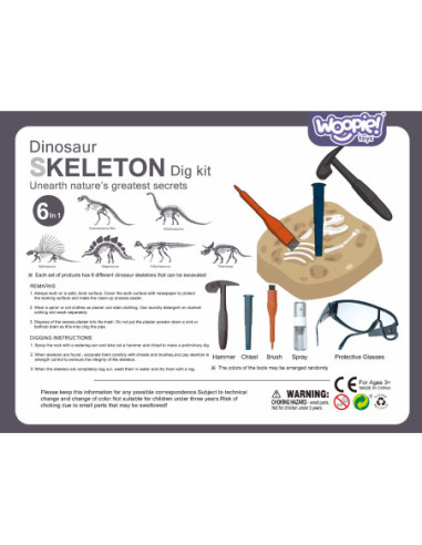 WOOPIE Wykopalisko "Mały Archeolog" 6 Szkieletów Dinozaurów
