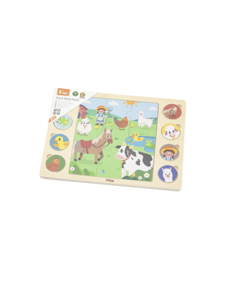 Viga Drewniane Puzzle Odgadnij Po Cieniu - Farma Układanka 17 el.