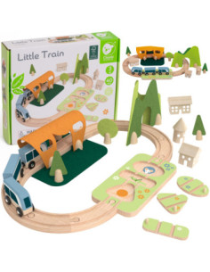 CLASSIC WORLD Zestaw Kolejka Tor Drewniany Pociąg + Sorter Kształtów 40 el.