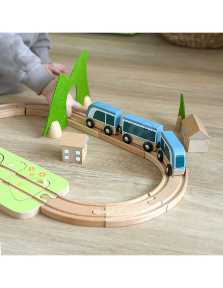 CLASSIC WORLD Zestaw Kolejka Tor Drewniany Pociąg + Sorter Kształtów 40 el.