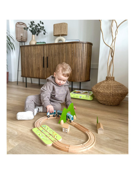 CLASSIC WORLD Zestaw Kolejka Tor Drewniany Pociąg + Sorter Kształtów 40 el.