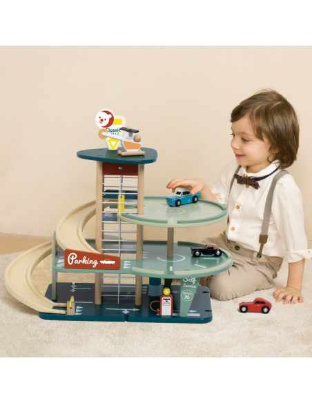 CLASSIC WORLD Wielopoziomowy Parking Auta Helikopter Dystybutor Myjnia + Akc.