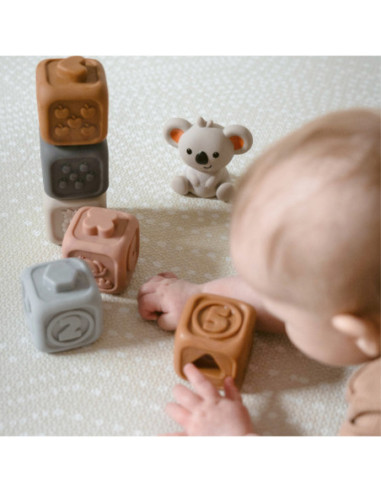 WOOPIE BABY Zestaw Edukacyjna Piramdka Klocki Sensoryczne 2w1 Gryzak Nauka Liczenia