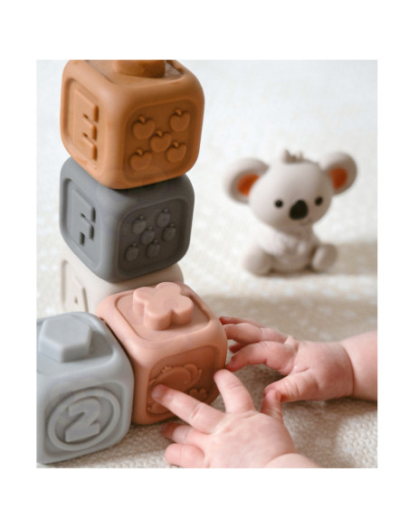 WOOPIE BABY Zestaw Edukacyjna Piramdka Klocki Sensoryczne 2w1 Gryzak Nauka Liczenia