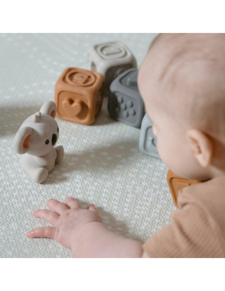 WOOPIE BABY Zestaw Edukacyjna Piramdka Klocki Sensoryczne 2w1 Gryzak Nauka Liczenia