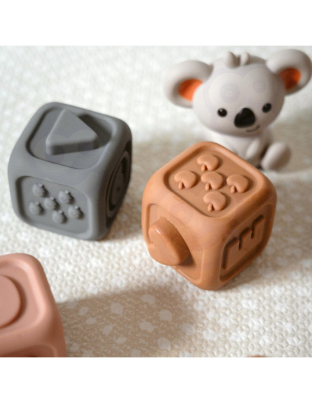 WOOPIE BABY Zestaw Edukacyjna Piramdka Klocki Sensoryczne 2w1 Gryzak Nauka Liczenia