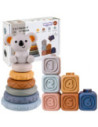 WOOPIE BABY Zestaw Edukacyjny 3w1 Piramidka Klocki Gryzak