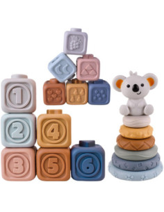 WOOPIE BABY Zestaw Edukacyjny 3w1 Piramidka Klocki Gryzak 2