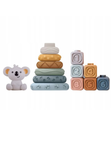 WOOPIE BABY Zestaw Edukacyjny 3w1 Piramidka Klocki Gryzak
