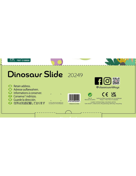 CLASSIC WORLD Kolorowa Zjeżdżalnia Tor Dinozaur 5 el.