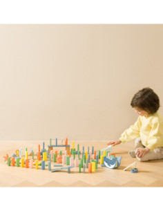 CLASSIC WORLD Drewniane Domino Tor Logiczny Przeszkód Układanka Montessori 100 el. 2