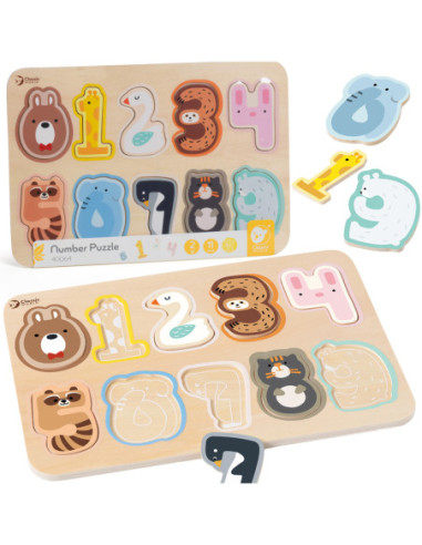CLASSIC WORLD Drewniane Puzzle Numeryczne Cyferki Montessori 11 el.