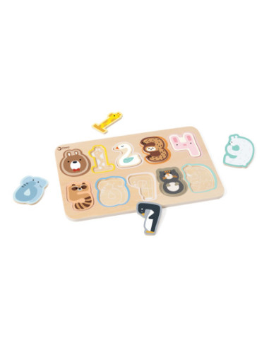 CLASSIC WORLD Drewniane Puzzle Numeryczne Cyferki Montessori 11 el.
