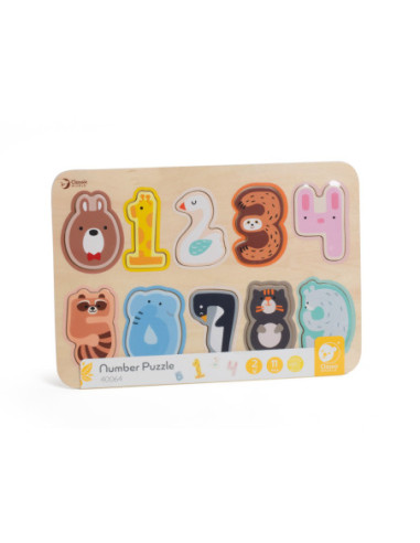 CLASSIC WORLD Drewniane Puzzle Numeryczne Cyferki Montessori 11 el.