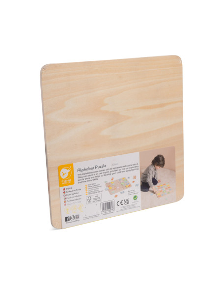 CLASSIC WORLD Drewniane Puzzle Montessori Układanka Nauka Alfabetu Liter Słów 27 el.
