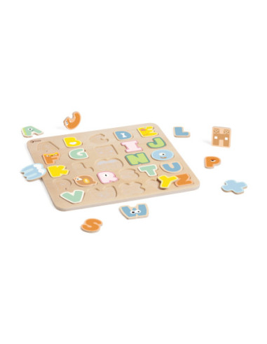 CLASSIC WORLD Drewniane Puzzle Montessori Układanka Nauka Alfabetu Liter Słów 27 el.