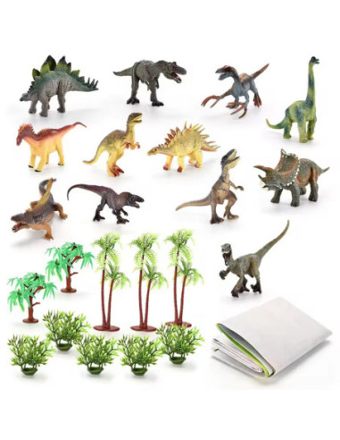 WOOPIE Zestaw Park Dinozaurów Figurki + Mata i Akcesoria 23 el.