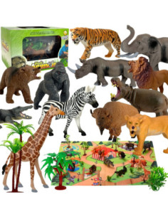 WOOPIE Large Wild Animal Figures Set + Mat and Accessories 23 el.