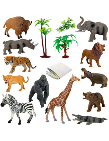 WOOPIE Duży Zestaw Figurki Dzikie Zwierzęta + Mata i Akcesoria 23 el.