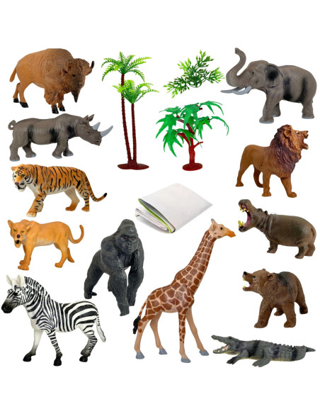 WOOPIE Duży Zestaw Figurki Dzikie Zwierzęta + Mata i Akcesoria 23 el.