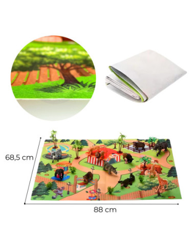 WOOPIE Duży Zestaw Figurki Dzikie Zwierzęta + Mata i Akcesoria 23 el.