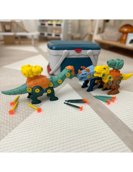 WOOPIE Zestaw Dinozaury do Skręcania 3 szt. Zestaw Konstrukcyjny w Pudełku + Wiertarka i Śrubokręt